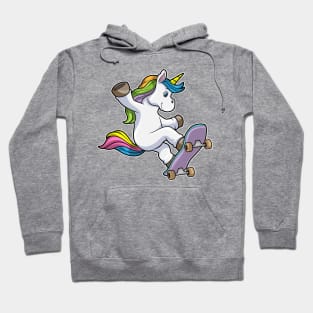 Unicorn as Skater with Skateboard Hoodie